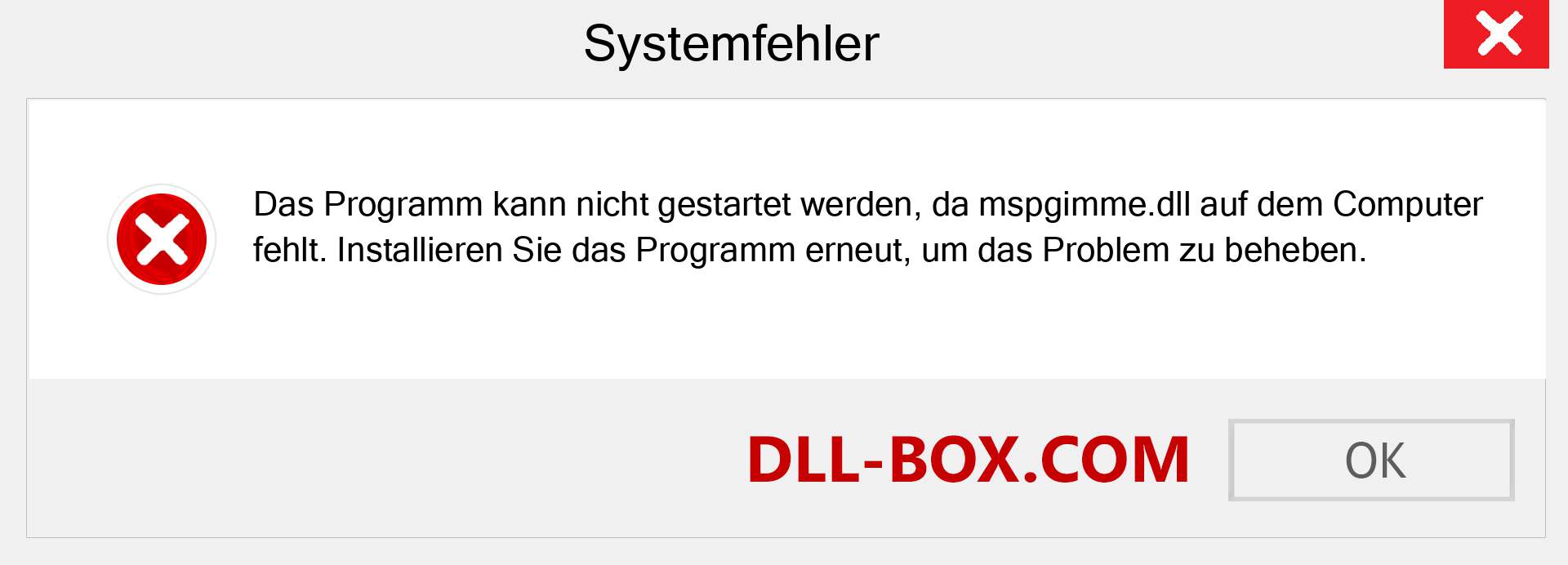 mspgimme.dll-Datei fehlt?. Download für Windows 7, 8, 10 - Fix mspgimme dll Missing Error unter Windows, Fotos, Bildern